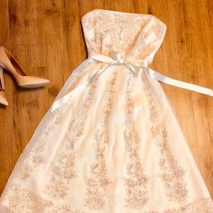 BCBG embroidered cream colored dress